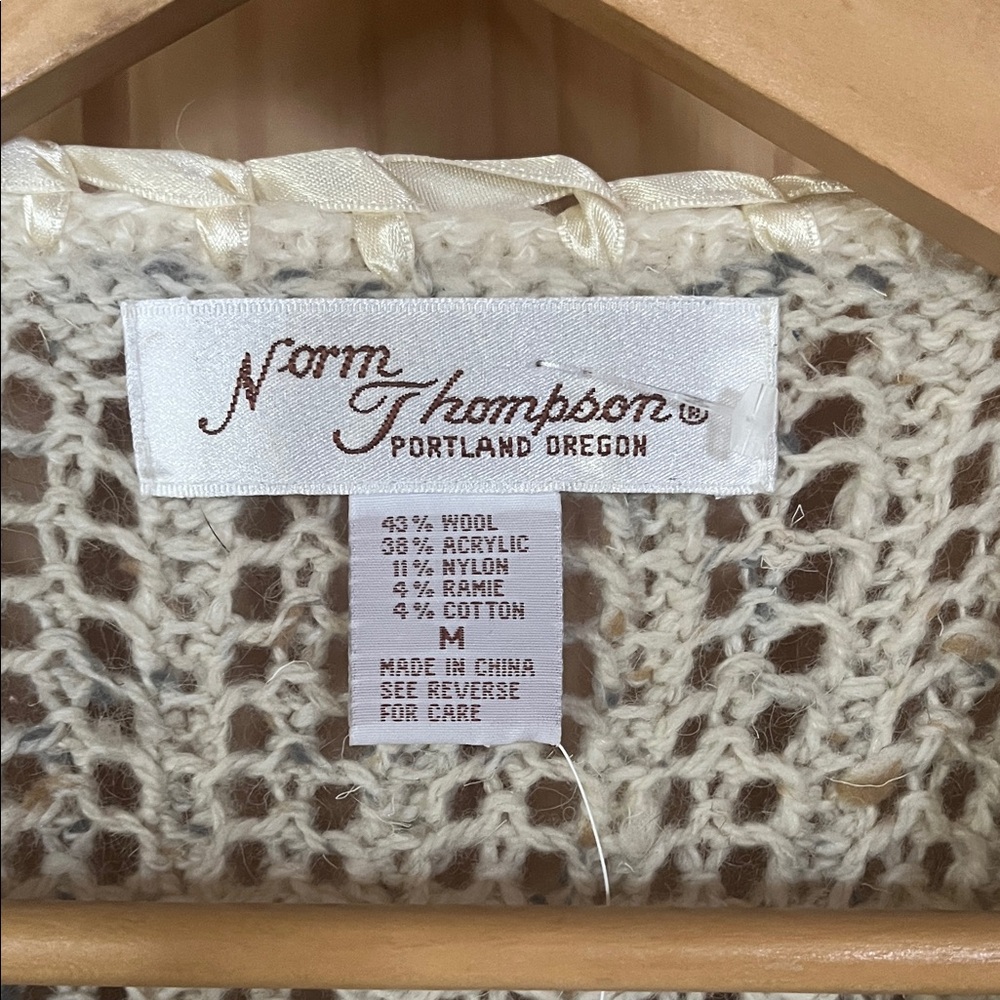 Norm Thompson Vintage Deadstock Patchwork Ivory Wool Blend Knit Sweater Vest - Picture 2 of 6